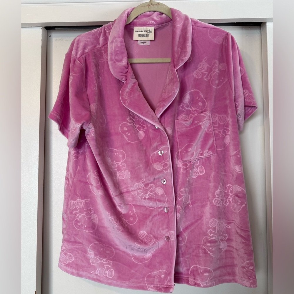 Munki Munki Pink Snoopy Pajama Top & Shorts - Picture 3 of 9